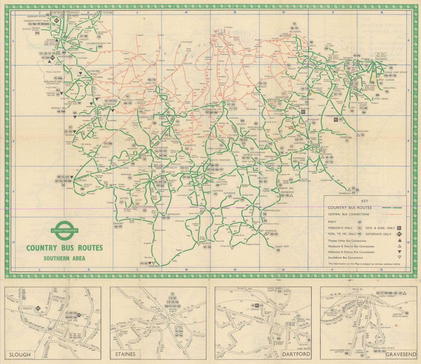London Transport Bus map Country Area March 1951 old vintage plan chart